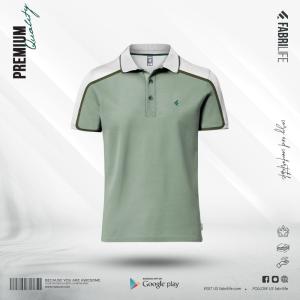 Single Jersey Knitted Cotton Polo - Iceberg Green